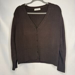 Uniform John Paul Richard Brown V-Neck Button Front Knit Cardigan Sweater Medium